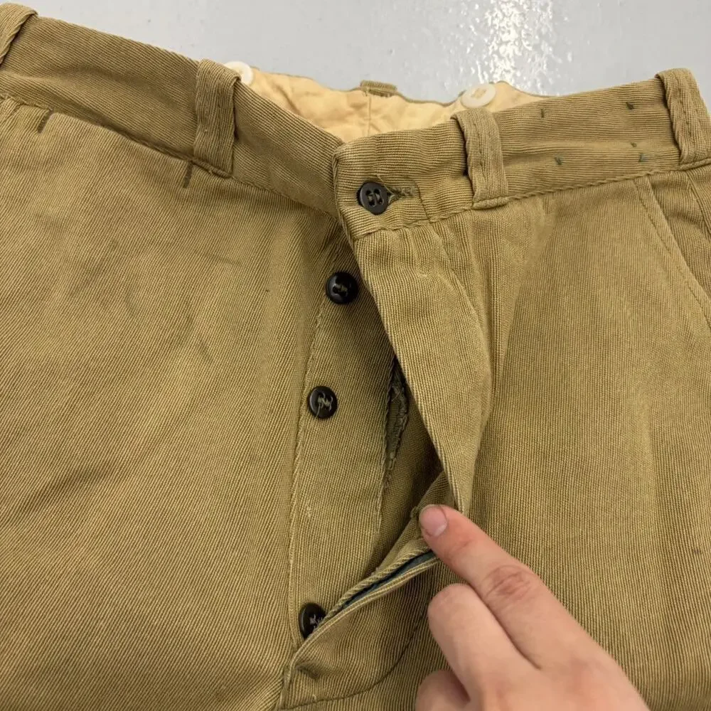 Vintage 50s Lee Whipcord Sanforized Tan Workwear Chino 29x30